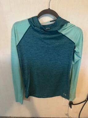Under Armour Teal & Aqua Hooded Performance Top